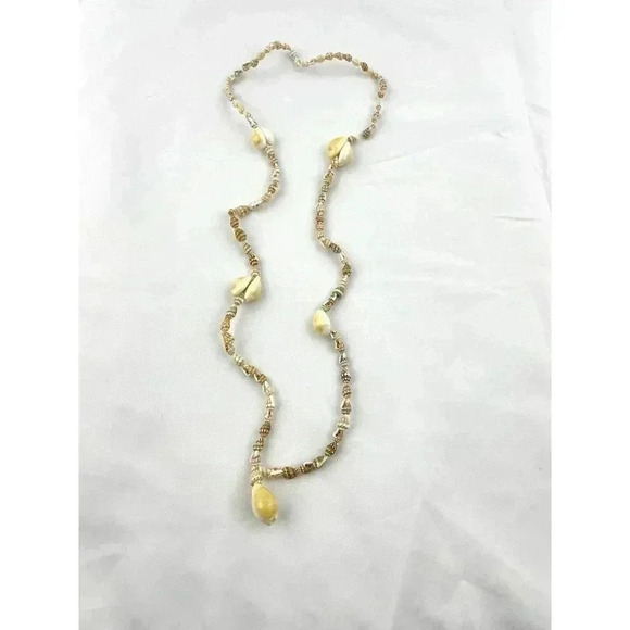 Cowrie Shells Natural Seashells Beaded Long Necklace Handmade 36" - Picture 10 of 10